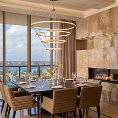 Brown Contemporary Dining Room With Ocean View