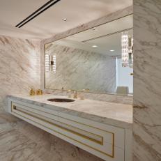 White Marble Bathroom With Floating Vanity