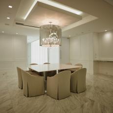 White Modern Dining Room With Marble Floor