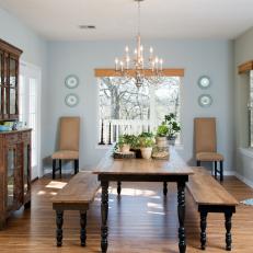 Causal Dining Room with Farmhouse Details