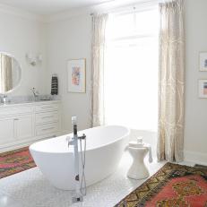White Spa Bathroom With Oriental Rugs