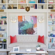 Multicolored Transitional Library With Settee