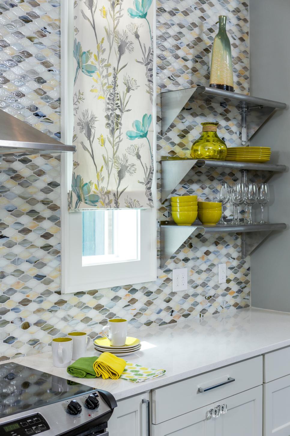 Eclectic Kitchen with Gray, Yellow and White Tile and Art | HGTV