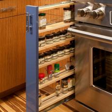 Sleek Modern Kitchen with Slide-out Spice Rack