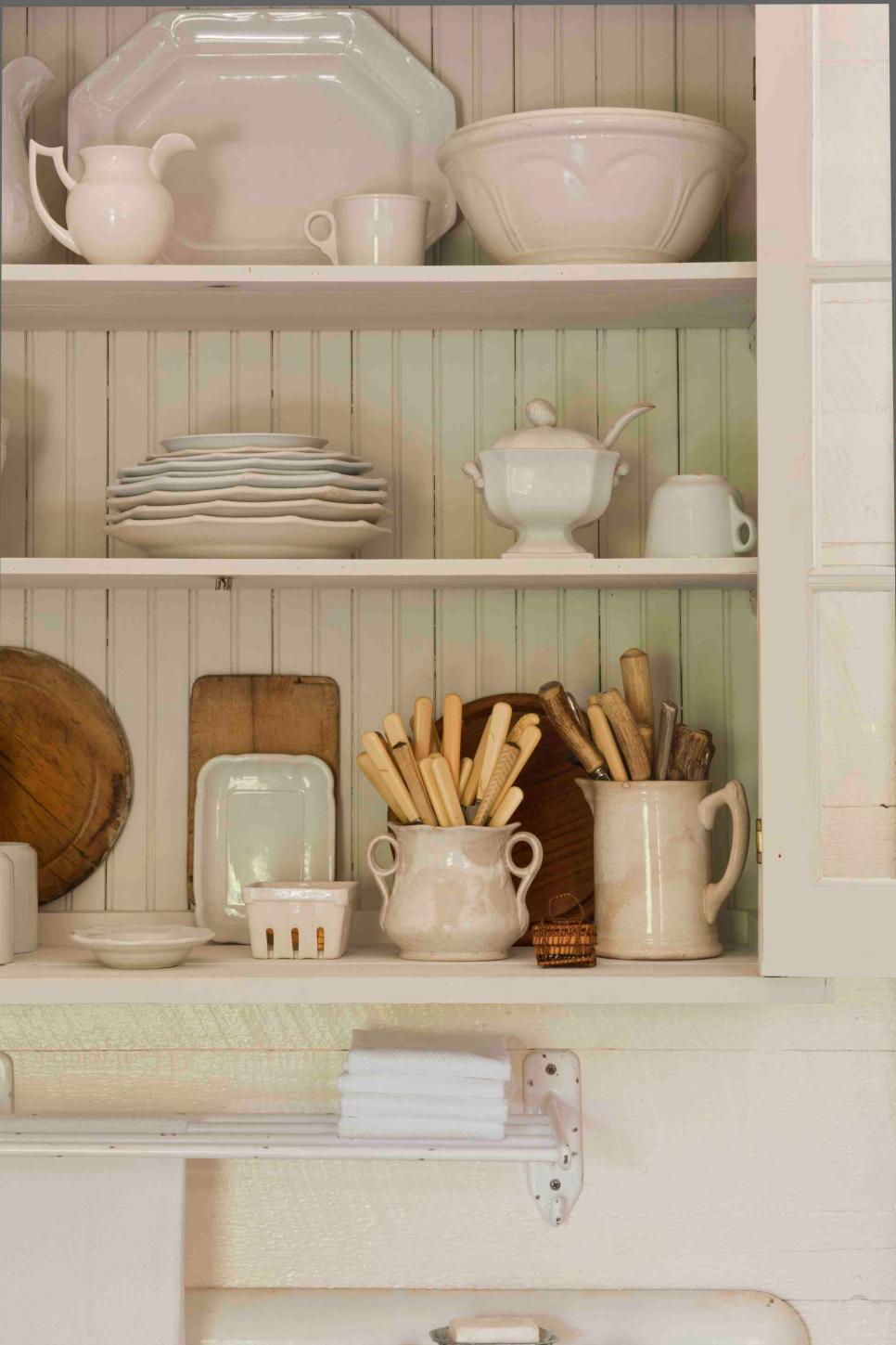 Farmhouse Wall Cabinet Decorated with Antiques | HGTV