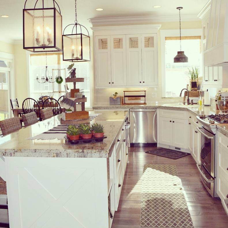 White Farmhouse Kitchen with Rustic Accessories
