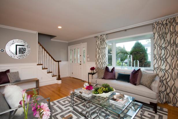 Two-Tone Living Room Walls Around Neutral Sofa, Layered ...