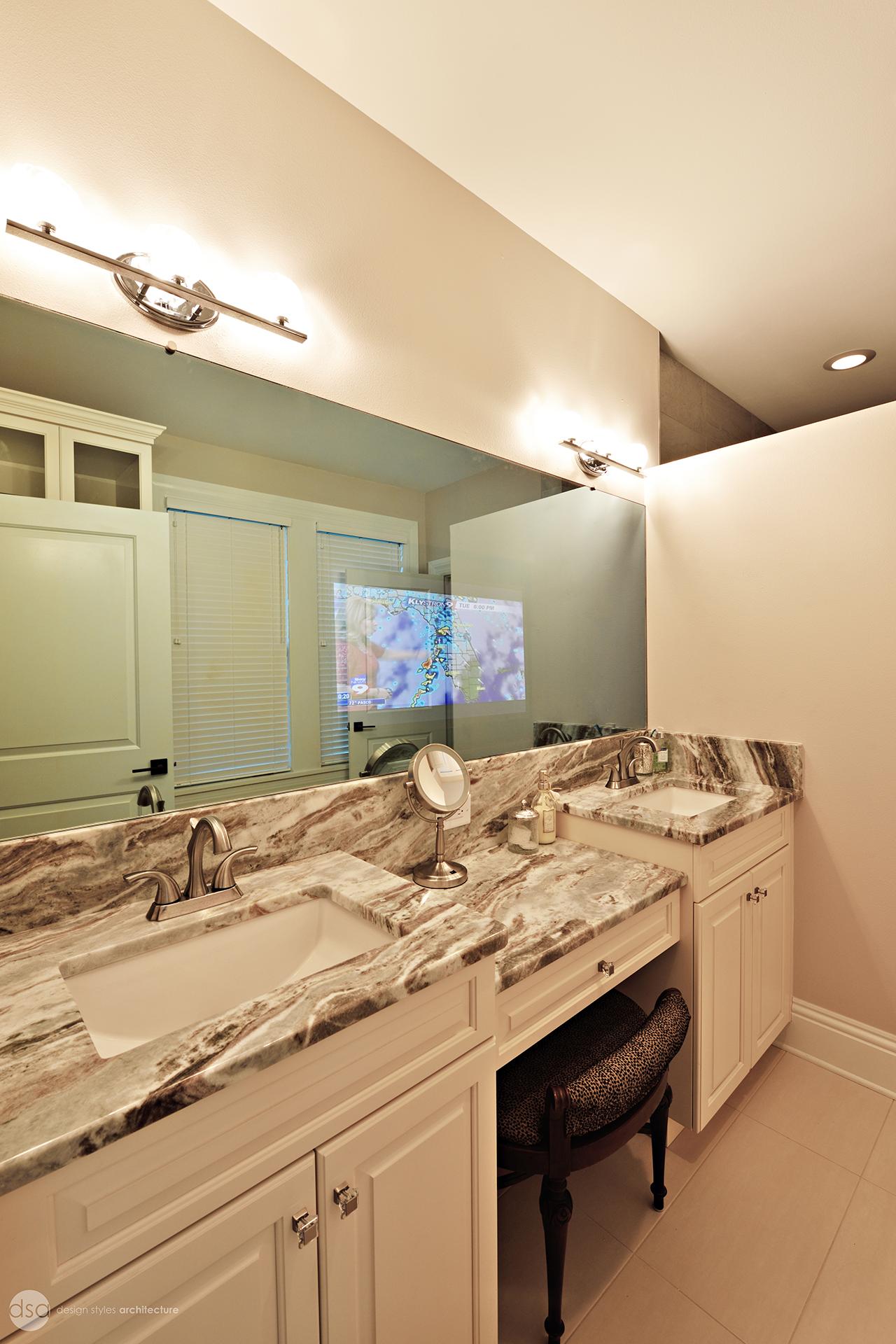 Transitional, White Bathroom With Double Vanities | HGTV