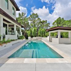 Contemporary Patio With Lap Pool