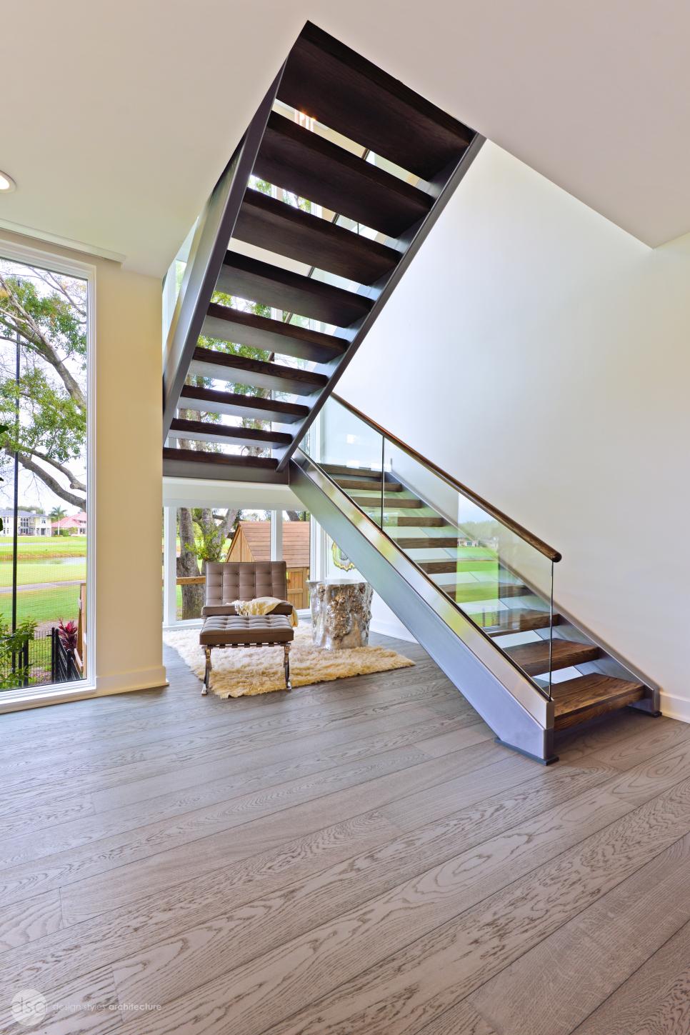 Floating Staircase and Glass Window Walls HGTV