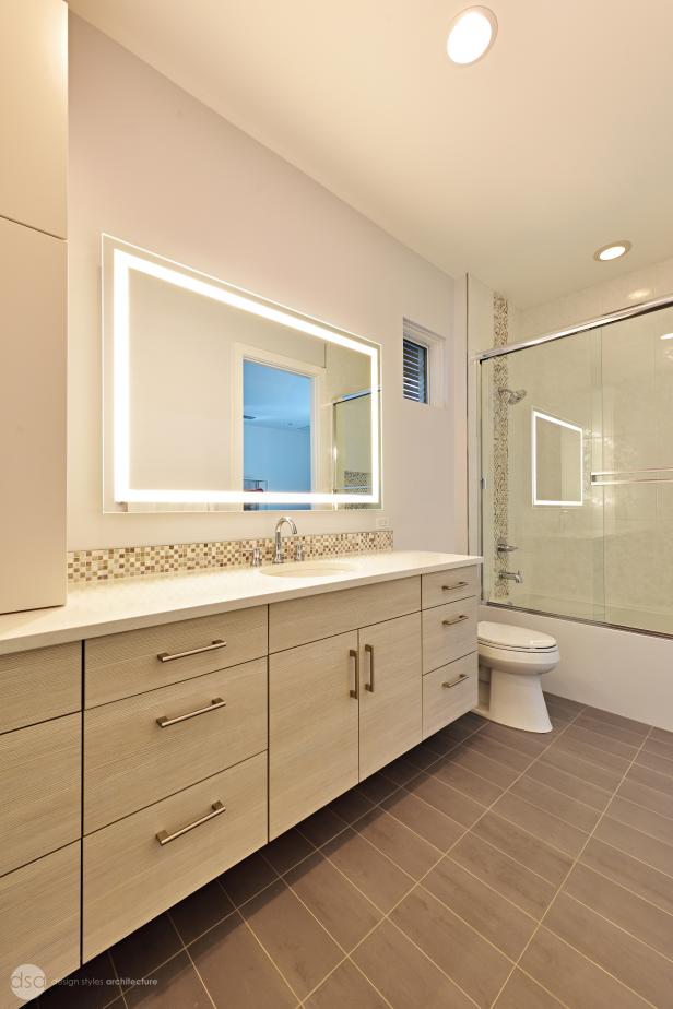 White Contemporary Bathroom With Mosaic Tiles | HGTV