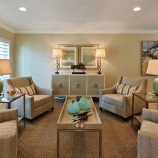 Comfortable Living Room is Elegant, Transitional 