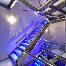Modern Staircase With Blue Lights