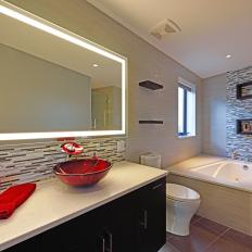 Neutral Modern Spa Bathroom With Red Sink