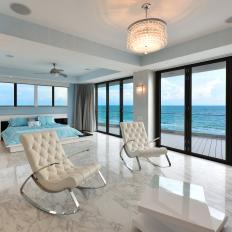 White Modern Bedroom With Ocean View