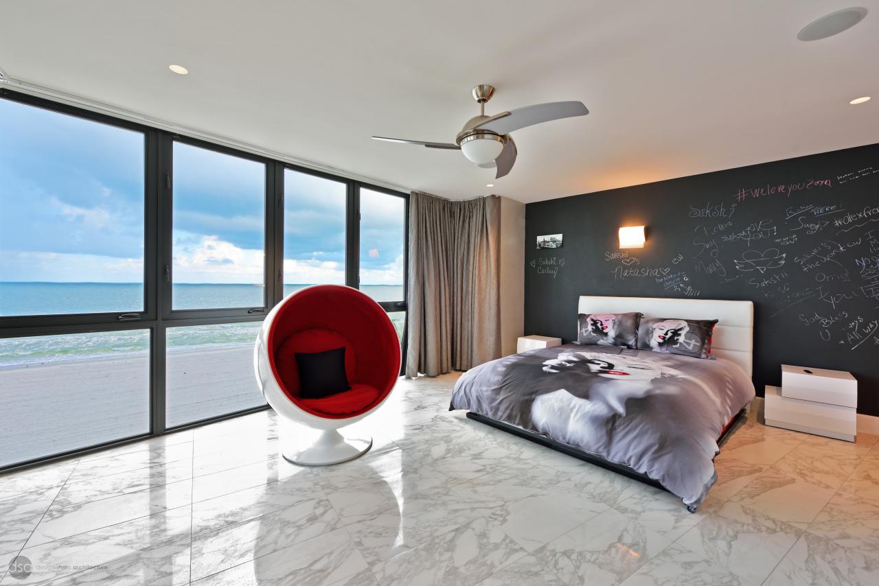 White Modern Bedroom With Chalkboard Wall Hgtv