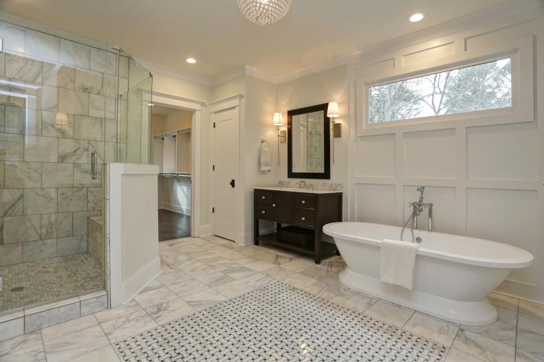 Luxury White Modern Bathroom with Wall Paneling