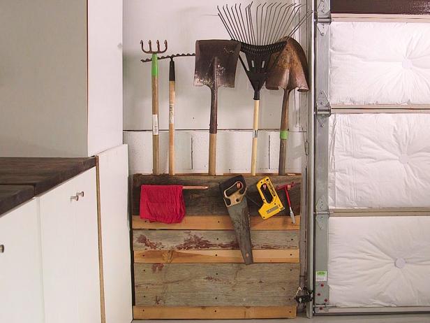 How To Upcycle An Old Pallet Into Garage Storage Hgtv