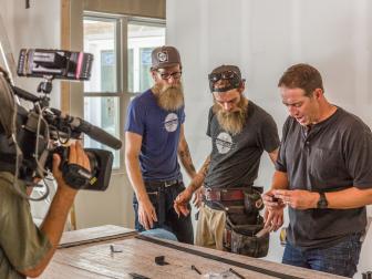 The HGTV Dream Home 2017 is located in St. Simons Island, Georgia. This is the installation of the barn door by Sons of Sawdust and Josh Temple.