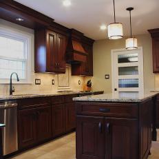 Transitional Kitchen With Dark Brown Wooden Cabinets