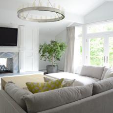Transitional, White Living Room is Inviting, Calm 