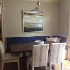 Blue Bench Adds Color and Seating in Dining Room