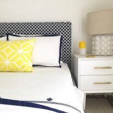 Timeless Navy and White Accents in Neutral Guest Bedroom