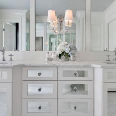 Silver and White Double Bathroom Vanity