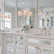 Mirrored Bathroom Vanity With Marble Top