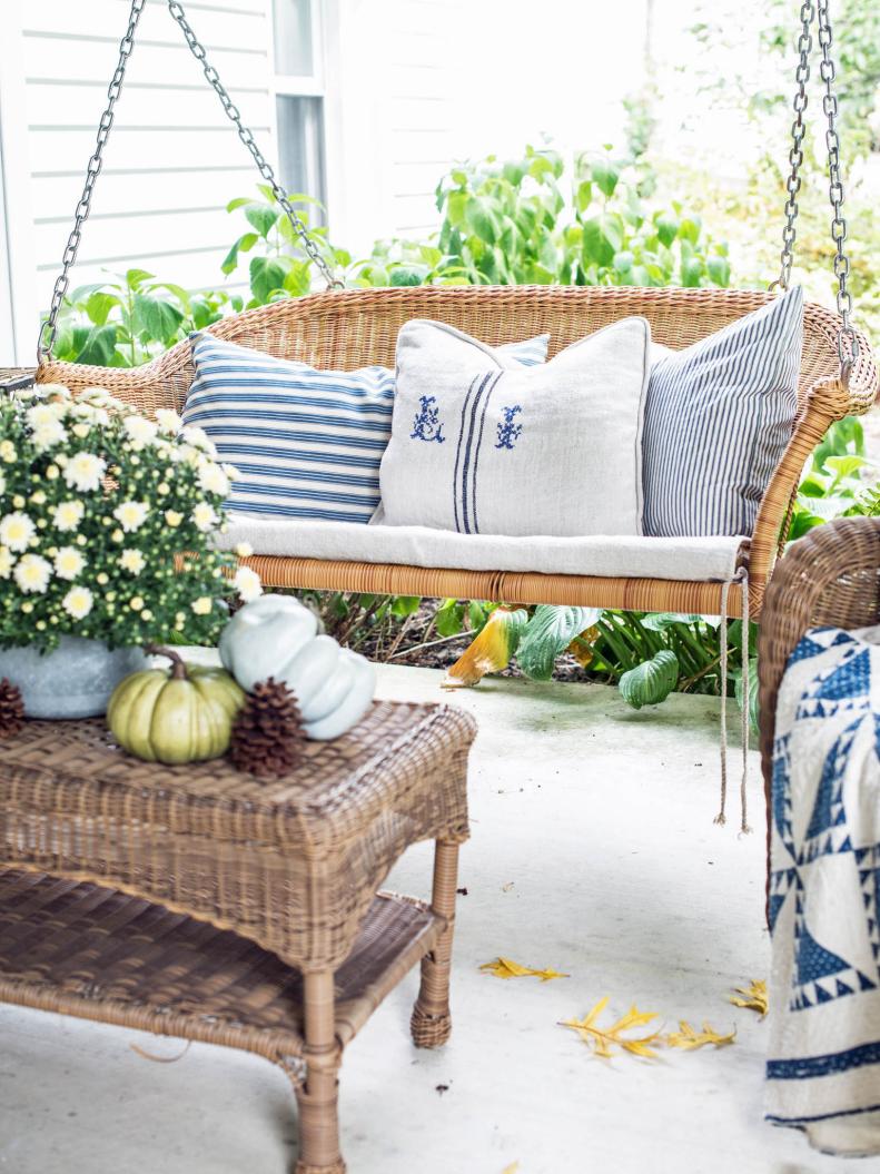 Cozy Pillows on Porch Swing