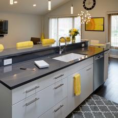 Contemporary Kitchen With Yellow Accents