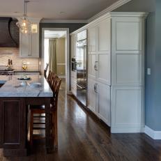 Neutral Transitional Kitchen With Hickory Island