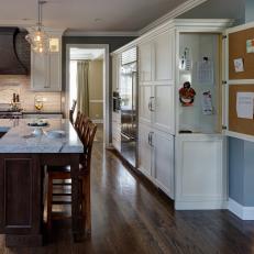 Transitional Kitchen With Bulletin Boards