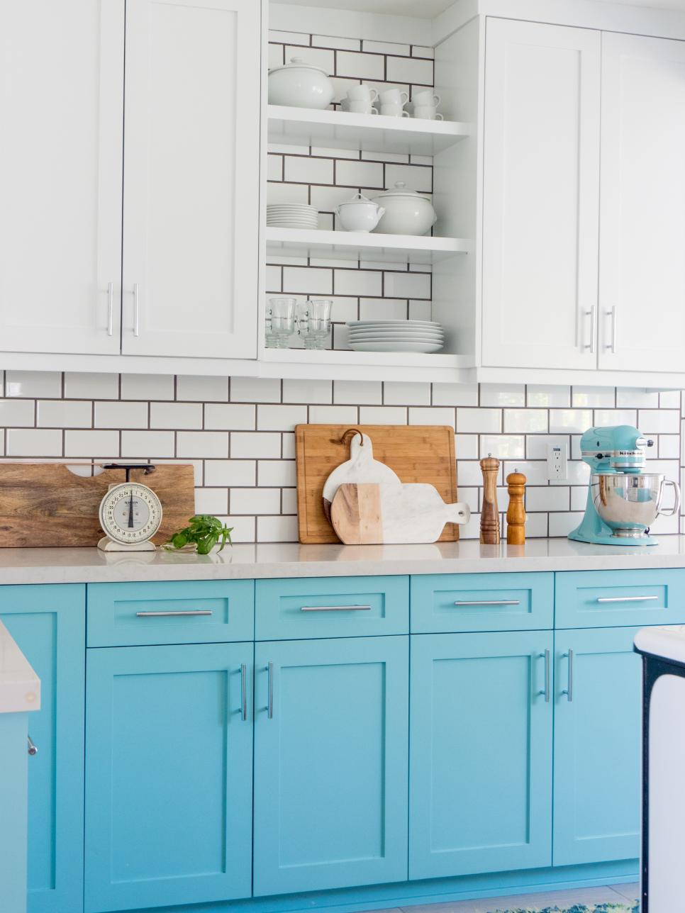 Blue and White Kitchen With Subway Tiles | HGTV
