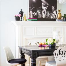 Black and White Eclectic Dining Area With Photo