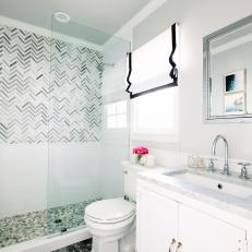 Gray Small Bathroom With Glass Shower
