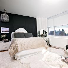 Black and White Art Deco Bedroom With City View