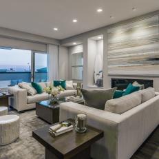 Contemporary, Gray Living Room is Sophisticated