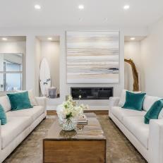 Coastal Living Room is Bright and Airy