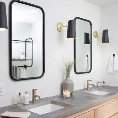 Modern Black and White Double-Vanity Bathroom