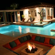Fire Pit With Cozy Seating and Pool