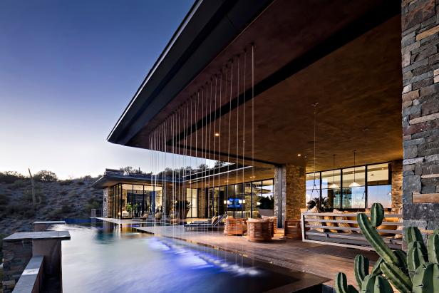Contemporary Swimming Pool With Rainfall Feature