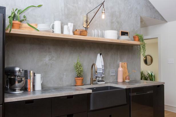 Black and Gray Kitchen with Concrete Countertops
