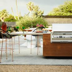 Outdoor Grill in Redesigned Backyard