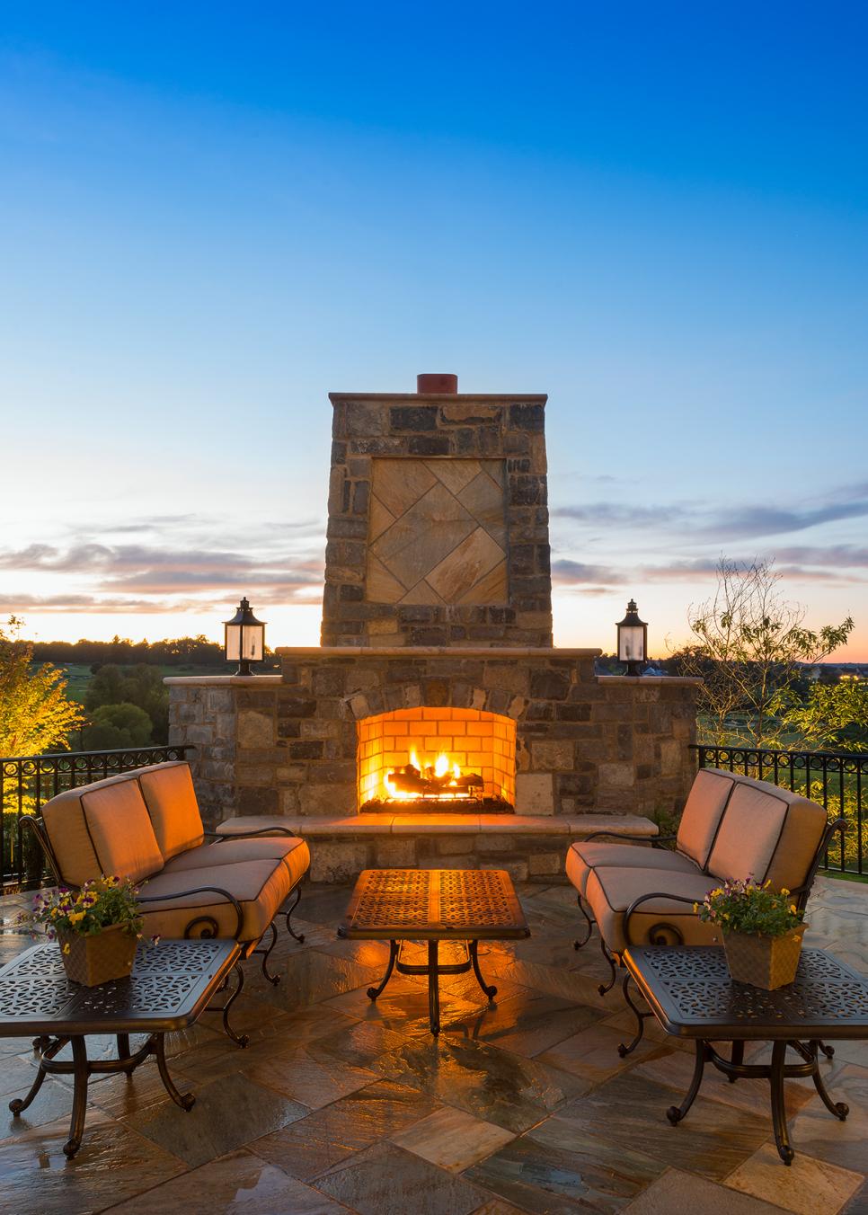 Stone Fireplace At Rustic Outdoor Space Hgtv