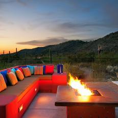 Colorful Outdoor Sectional and Fire Pit