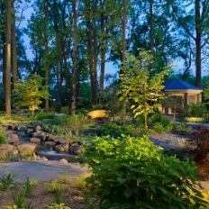 Gorgeous Garden With Landscape Lighting