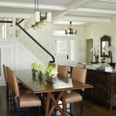 Classic Entryway Opens to Craftsman Dining Room