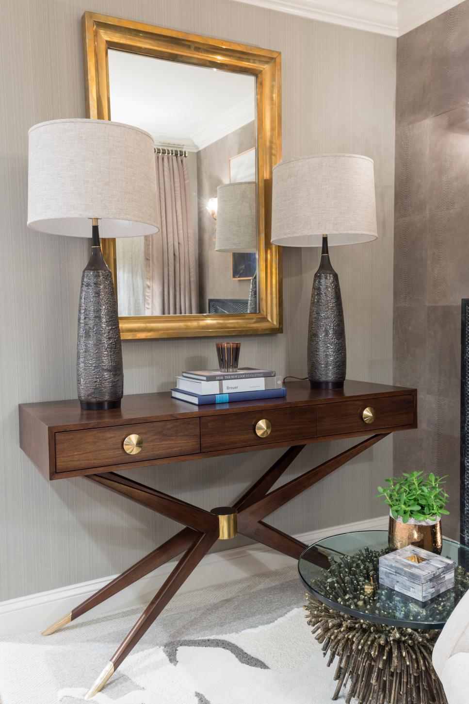 Chic Console Table in Eclectic Living Room | HGTV