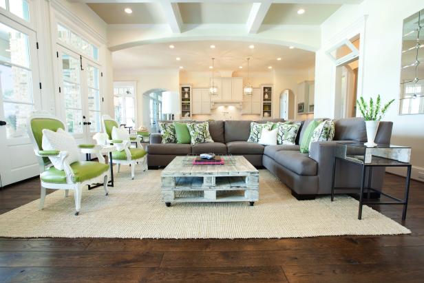 Living Room With Green Chairs